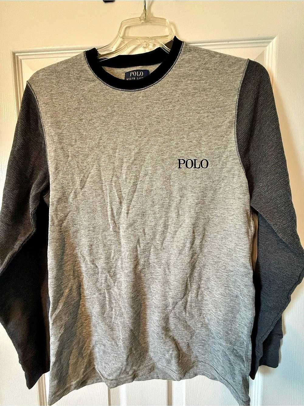Polo Ralph Lauren Color-Blocked Thermal Shirt Gray & Black